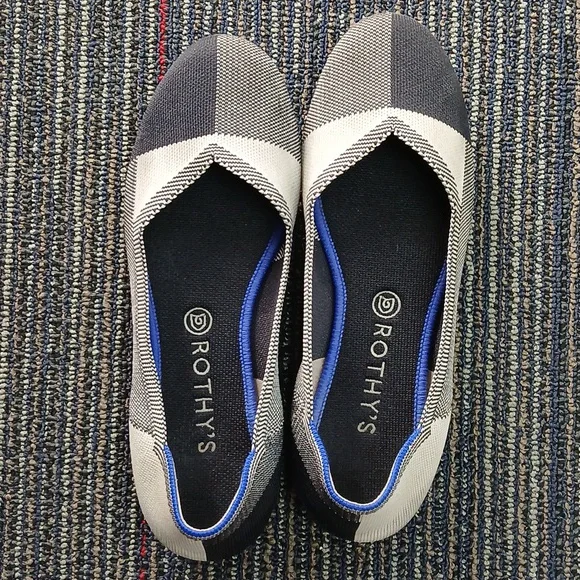 Rothy's Round / Cap Toe Flats Navy/cream Size 11 - Picture 2 of 7